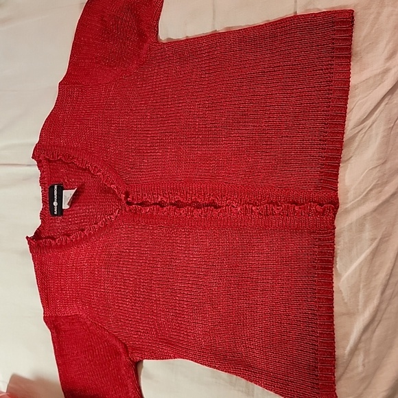 Sag Harbour Open Knit Red Net Sweater sz  L - Picture 1 of 7